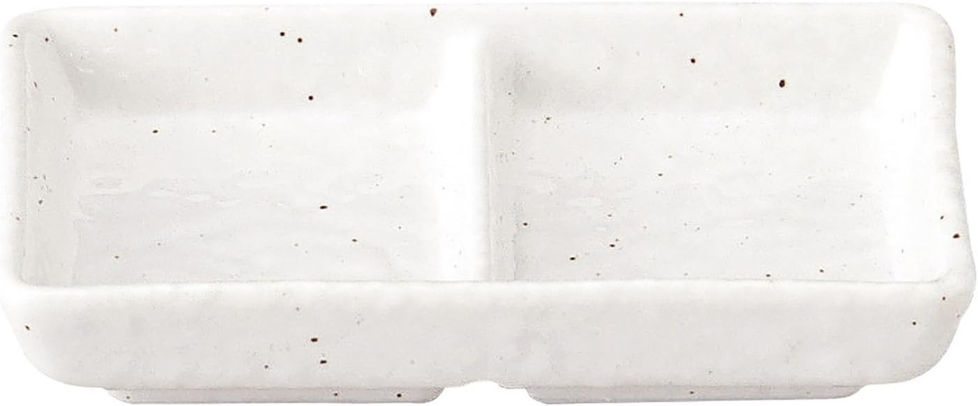 Koyo Pottery 51020002 Condiment Dish, White, 4.7 inches (12 cm), 2 Stacked Plates, New Powdered Pattern