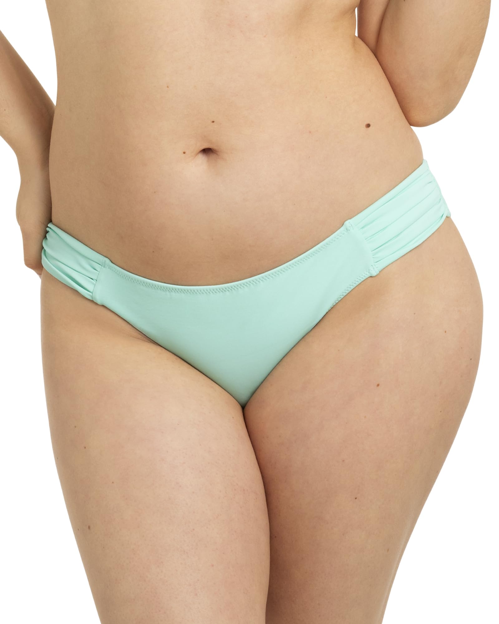 Smart & Sexy Women's Swim Secret Side Ruched Bikini Bottom, Mint Chip, Small