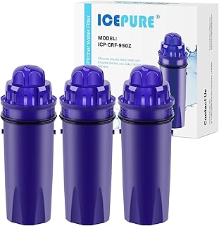 ICEPURE Pitcher Water Filter Replacement for PUR CRF950Z, CRF-950Z, PPF900Z, PPF951K, PPT700W, CR-1100C, CR1100CV, DS-1800Z, PPT711W, PPT711B, PPT111W and More PUR Pitcher and Dispensers System, 3PACK