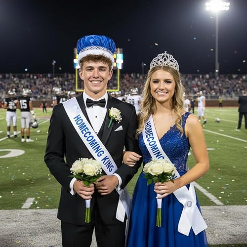 Miniatura 5 de Anderson's Royal Grandeur Set, Mirabella Tiara/Corona de Satén Triturado/Banda Plateada/Ribete de Piel