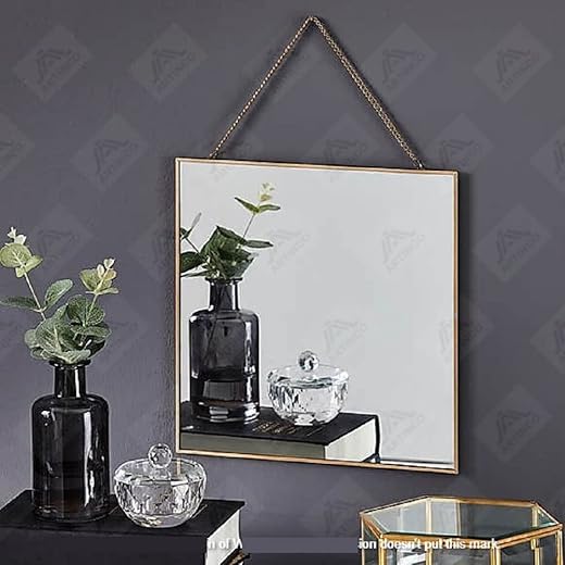 Art India Collections Decorative Square Hanging Wall Mirror, Large Vintage...