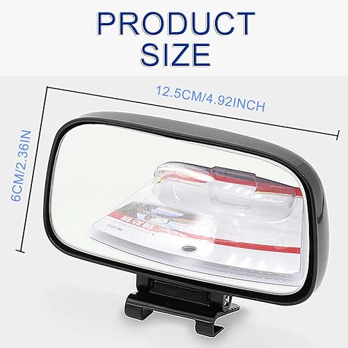 Miniatura 2 de JONMON Espejo de punto ciego – Espejo de ángulo amplio convexo auxiliar de rotación de 360 grados – Clip a presión para retrovisor lateral –