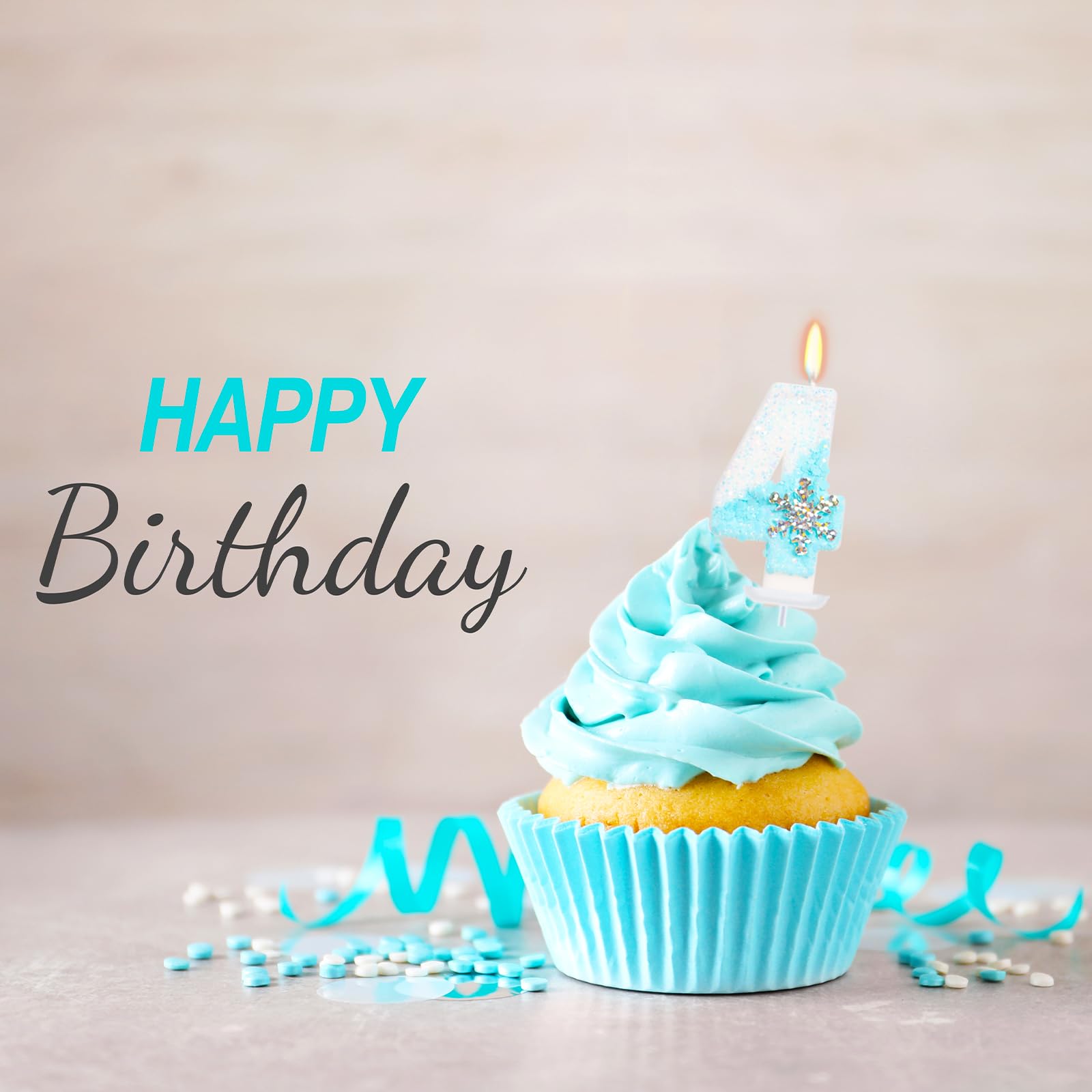Velas de cumpleaños con temática de nieve azul cielo, velas de cumpleaños para suministros de fiesta, 2.75 pulgadas, decoración de pastel número 4 (número 4)