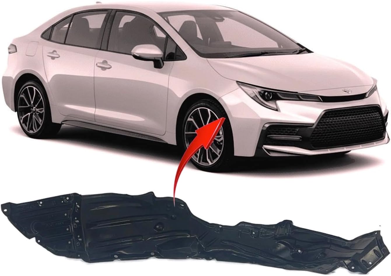 FitParts Compatible With Front Right Passenger Side Fender Liner Toyota Corolla 2020-2022 Sedan. New, Plastic & Ready to Install. TO1249232 5387502670