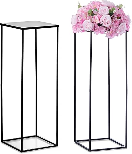 NUPTIO Jarrón negro para centros de mesa de boda, 2 jarrones de 31.5 pulgadas de alto para centros de mesa de boda, jarrones negros para flores,