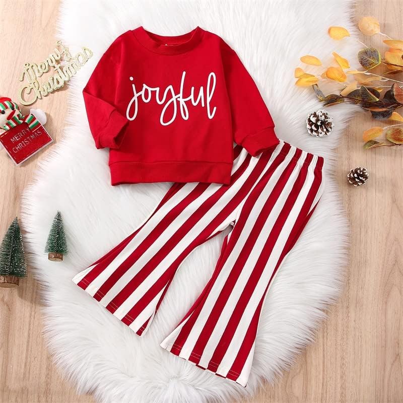 FYBITBO Toddler Infant Baby Girl Fall Clothes Pumpkin Letter Sweatshirt Top Bell Bottoms Pants Halloween Outfit Girl - Image 3