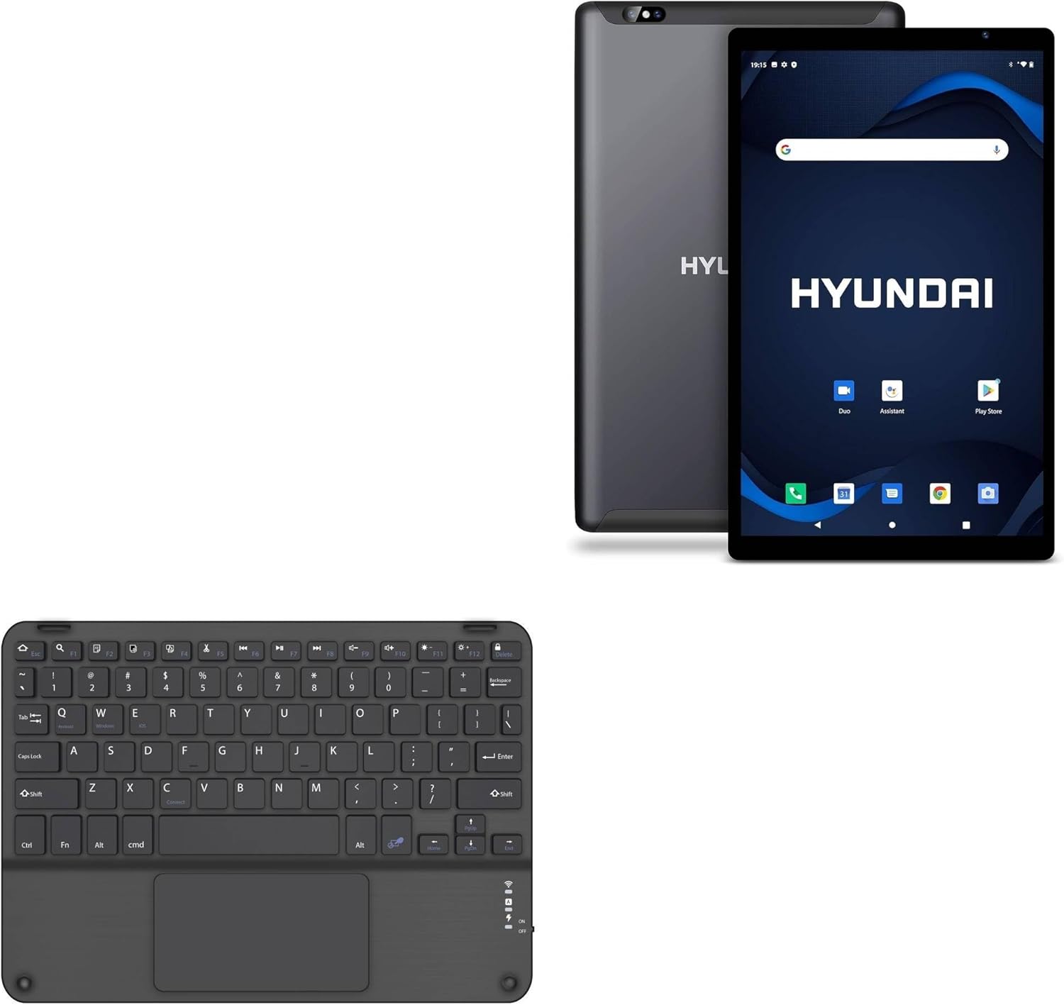 BoxWave Keyboard Compatible with Hyundai HYTAB Plus Tablet (10.1 in) - SlimKeys Bluetooth Keyboard with Trackpad, Portable Slim TouchPad - Jet Black