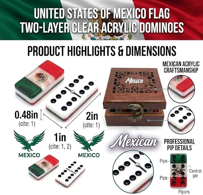 Domino Premium con bandera de México edición Deluxe miniatura 3