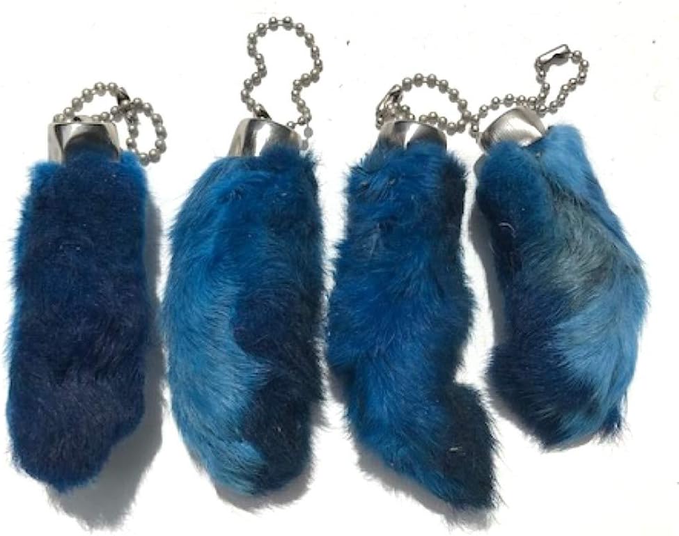 Dangerous Threads Rabbit Rabbits Foot Keychain Blue 4 Pieces, Blue, 2 to 3 inch