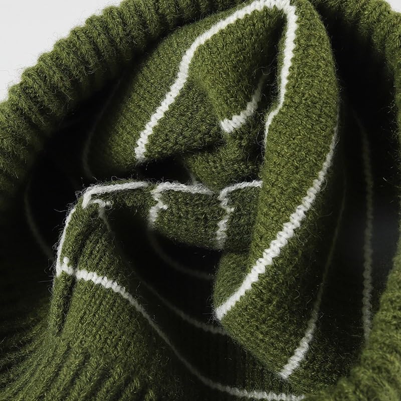 Winter Color Blocked Striped Light Plate Hat for Women Warm Thick Knitted Yarn Hats