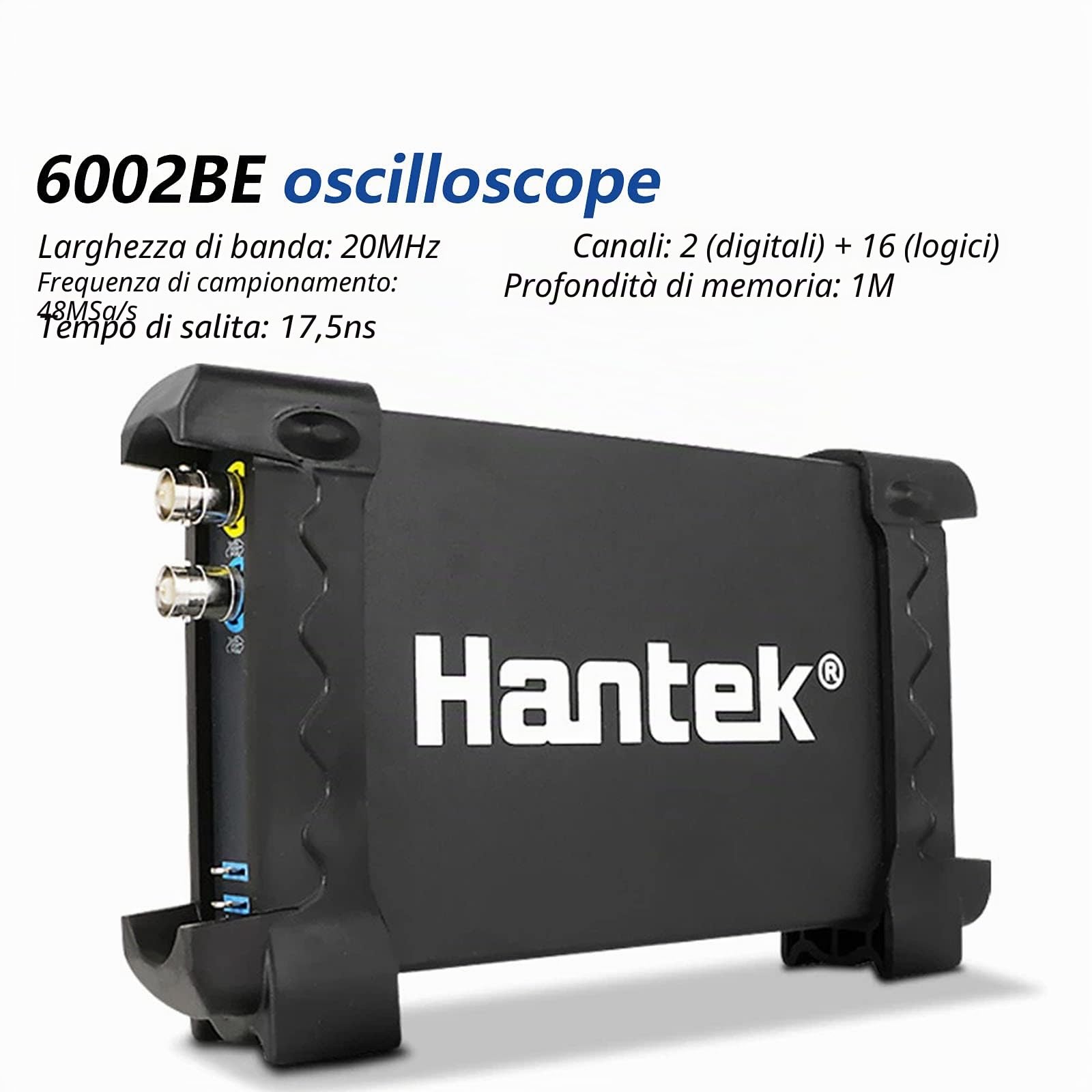 Hantek 6022BE oscilloscopio con memoria digitale modello 6022BE, a due canali, USB, 20 MHz, basato su pc, 48 MSa/s