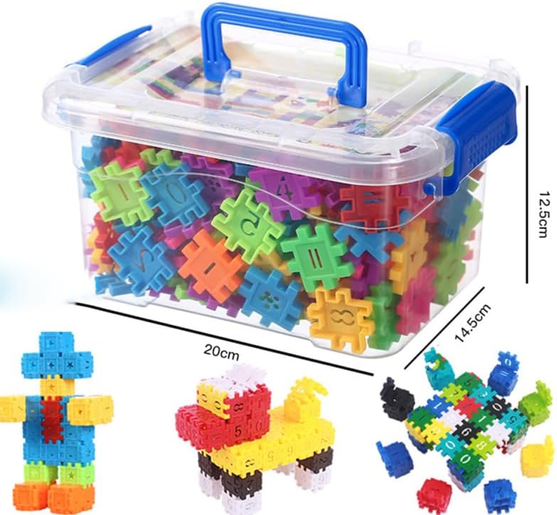 Wakauto Building Blocks Set with Storage Box for Kids STEM Educational Plastic Building Toys for Shape Recognition & Matching Assorted Colors 1.49 Inch