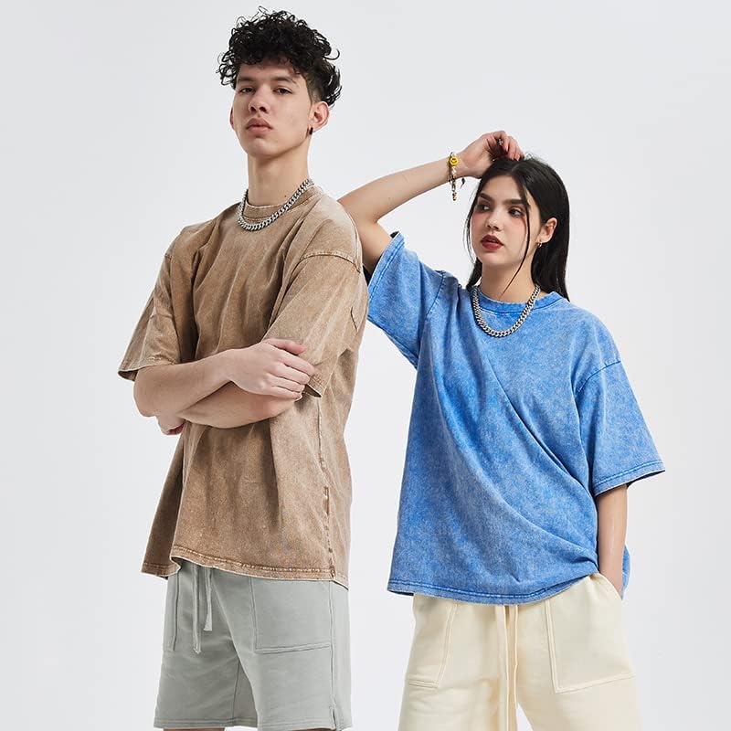 Miniatura 5 de Vamtac Camisetas de algodón para hombre, de gran tamaño, de media manga, casuales, sueltas, lisas, para uso urbano