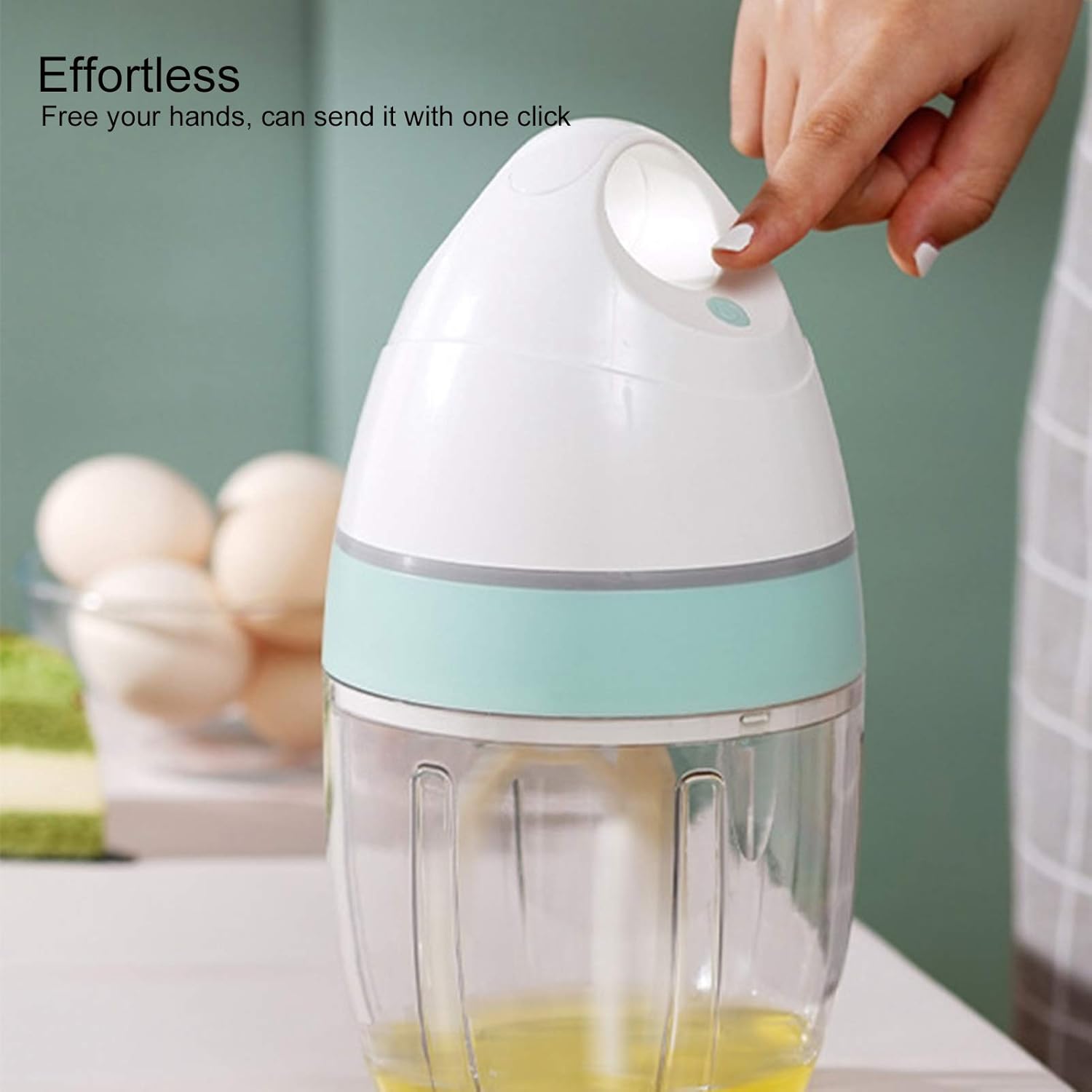 900ml Electric Blender Mixer for Cream Ice Cream Cake 32dB Low Noise 4 Stick Egg Beater Hands Free One Button No Splashing Design Fast Mixing Baking Tool for Home Kitchen