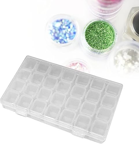 Miniatura 5 de Estuche organizador de plástico con 28 ranuras, transparente, decoración de accesorios de arte de uñas, caja organizadora de almacenamiento de