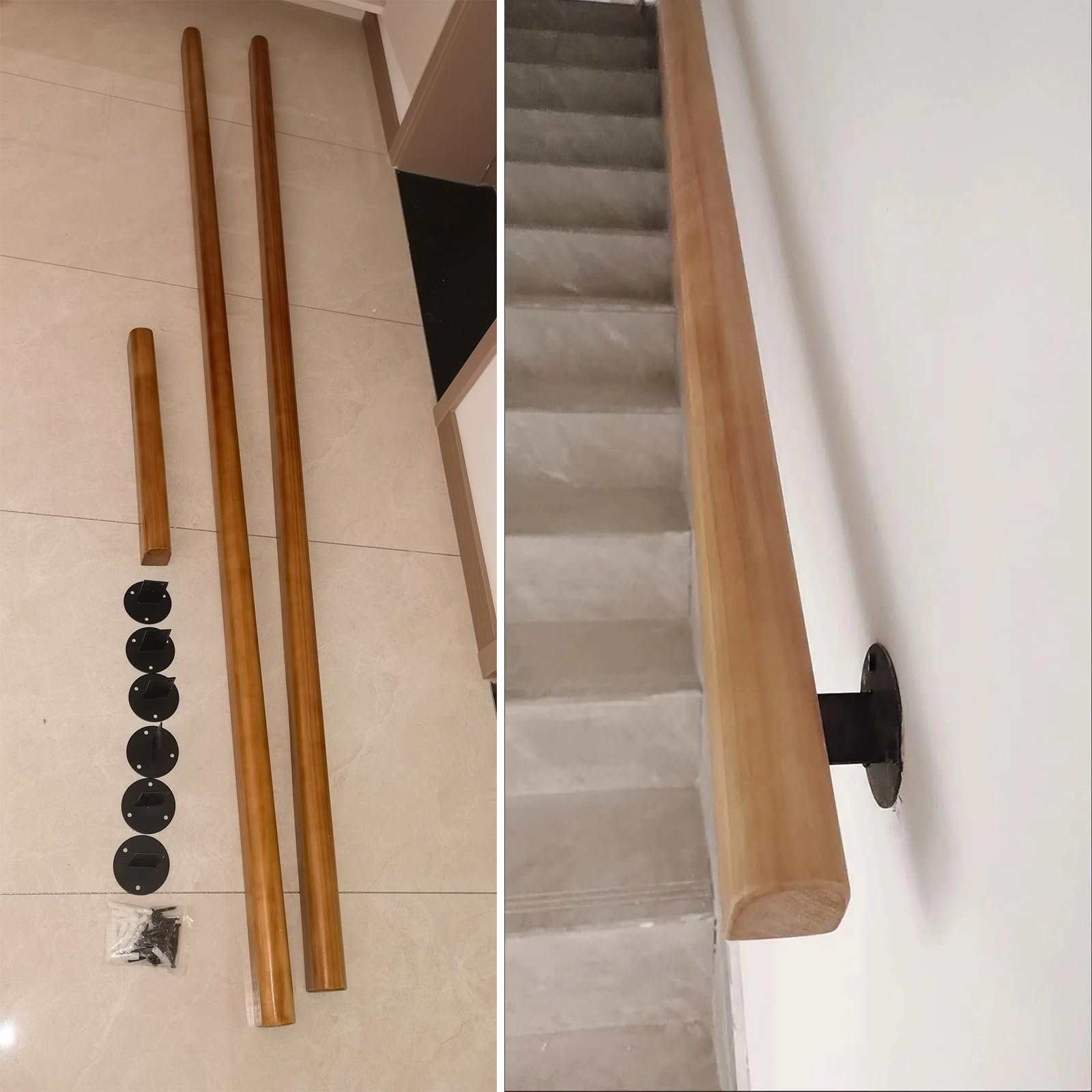 Drewniany uchwyt schodowy il70,20 cm wewnętrzny bannister dla osób starszych, montowany na ścianie, poręcz bezpieczeństwa, idealny do schodów, korytarzy i lofitów.