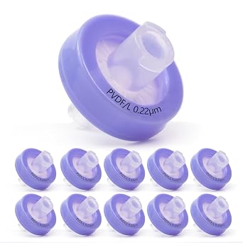 PEKYBIO Syringe Filter PVDF Hydrophilic Filtration 0.22m Pore Size, 13mm Membrane Diameter for Lab, Pack of 100, Non-Sterilized