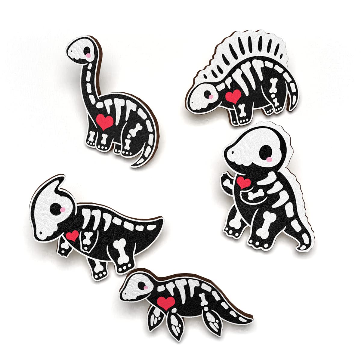 Cavka 5 PCS Spooky Pins Set - Sustainable Wooden Collection | Lapel Pin Bundle | Occassion Charm Pack | Aesthetic Decoration Badges for Backpacks Clothes Bag Denim Jacket Brooches for DIY | Gift for Kids Teen Girls Women | Eco-Friendly Cute Accessory