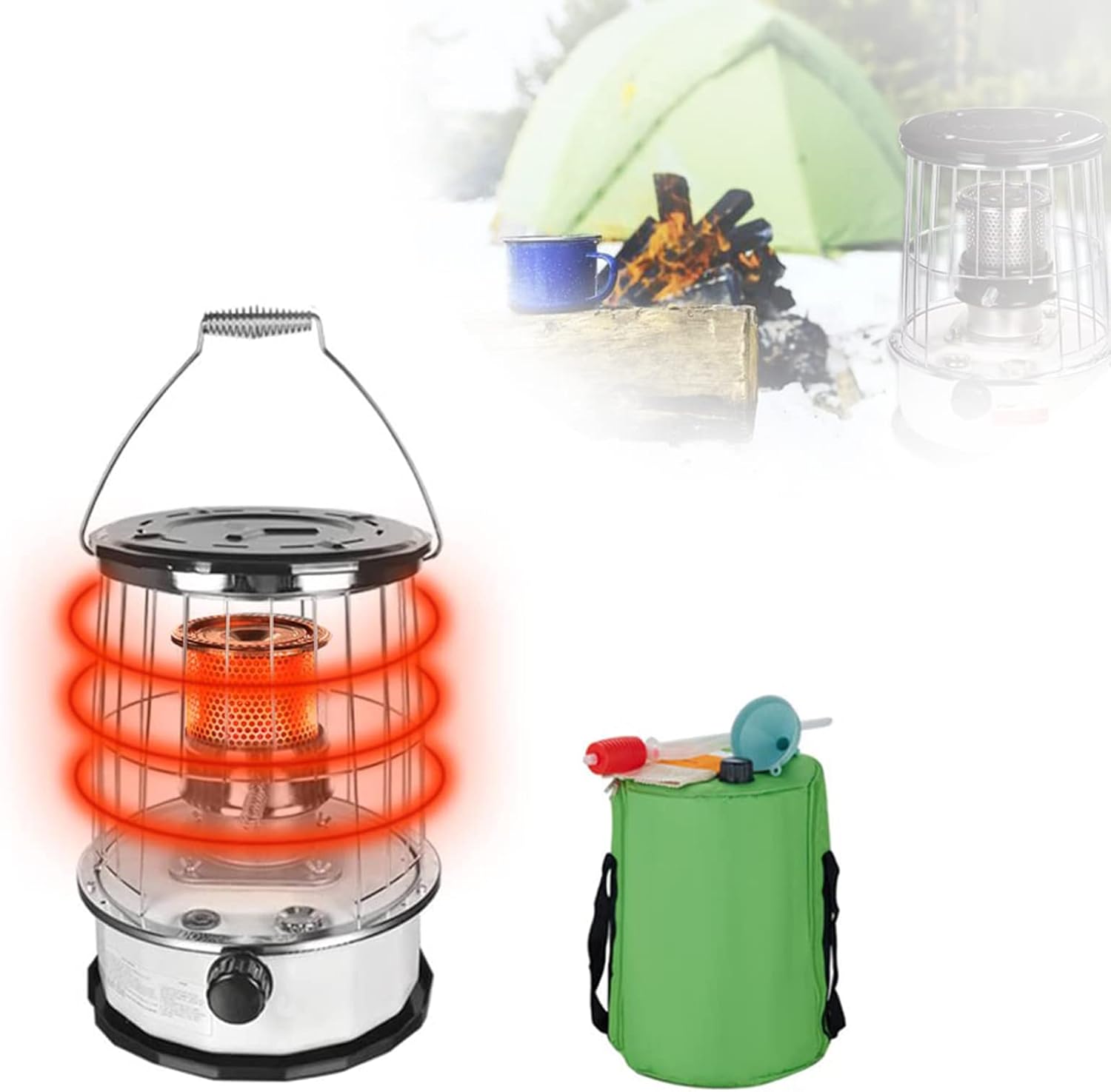 4.5/6L Kerosene Oil Heater Portable Camping Stove, BTU Convection Oil Heater Glass Burner, for Home Office Outdoor Camping Heating,C 6l