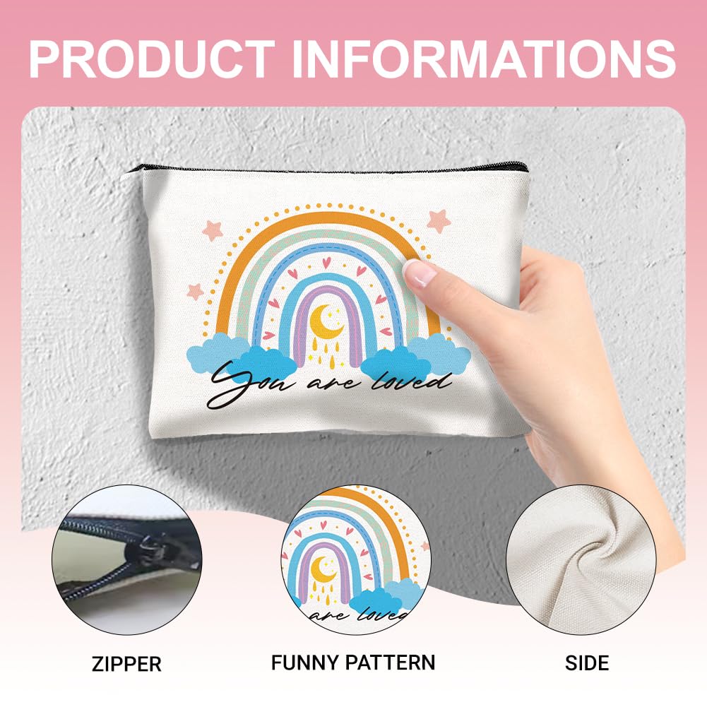 Doodlream Canvas Rainbow Makeup Bag - 4Pcs 23 x 15 cm Cosmetic Bags Travel Organizer Portable Accessories with Zipper - Image 3