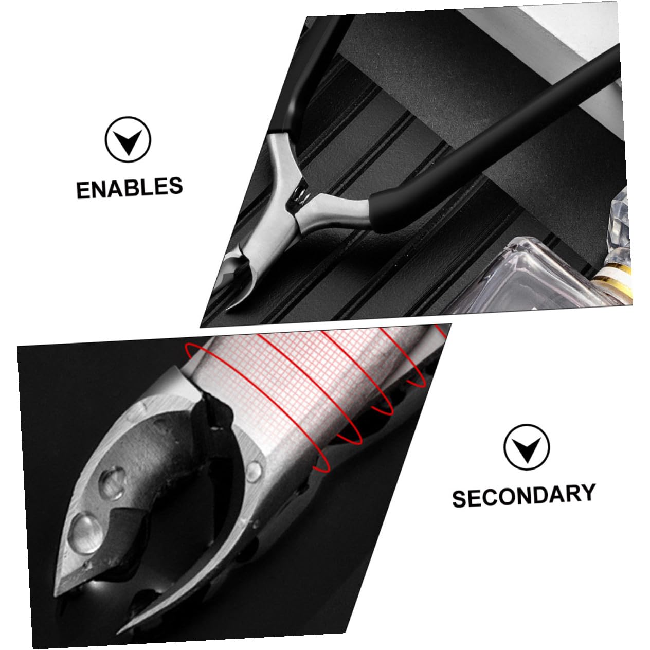 Dead Skin Removal Scissor Nail Barb Trimming Tool with Anti-skid Handle Compact Black Cuticle Nipper for Home Manicure and Pedicure Care
