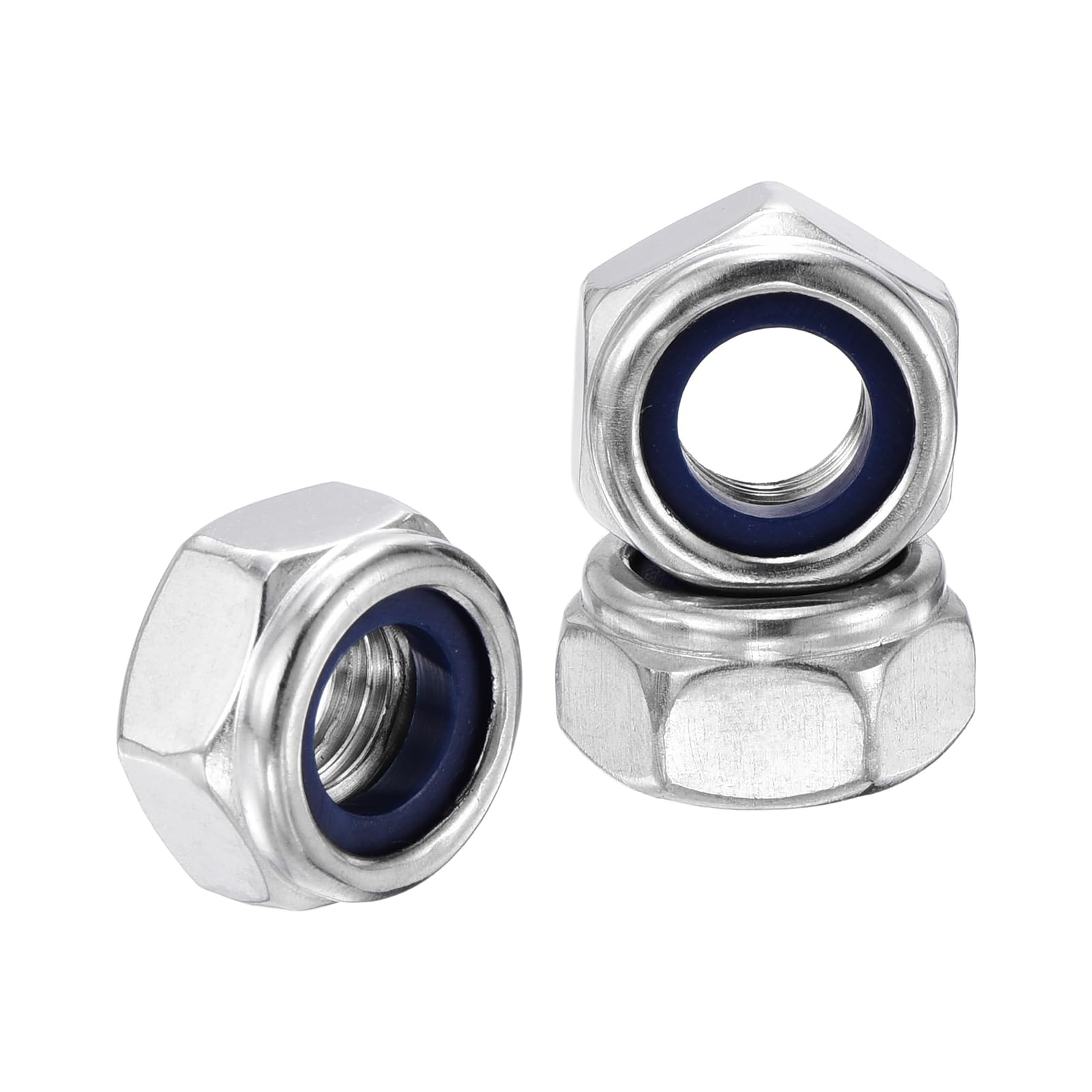 Kozelo 5Pcs Nylon Locking Hex Nuts - [M10-1.25], 304 Stainless Steel Hardware Nuts, Silver, for Automotive, Aerospace, Industrial Applications Use — image 1