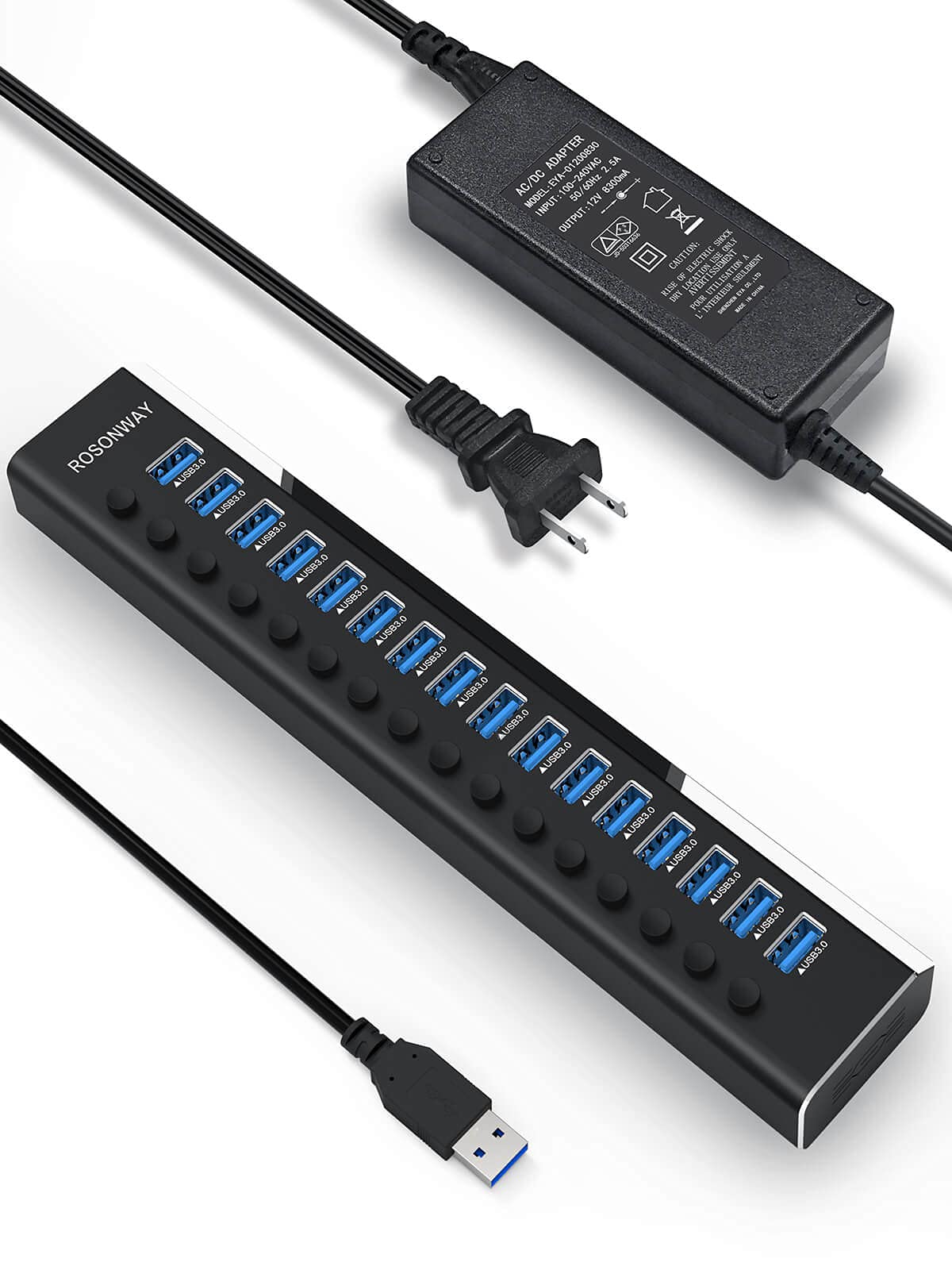 USB ハブ 3.0 16ポート アルミ製 USB Hub 100W 高速転送 Amazon | ROSONWAY USB ハブ 3.0 16ポート アルミ製 USB Hub