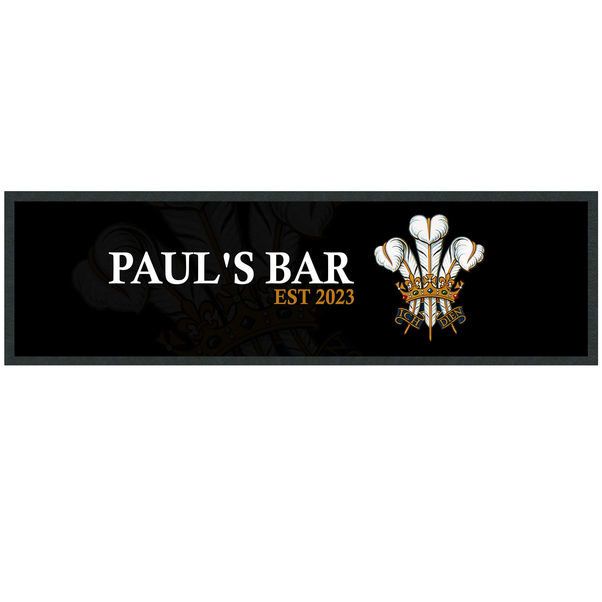 Purple Print House Personalised Cymru Bar Runner Wales Rubber Beer Mat Rugby Home Garden Bar Accessories, Large - 880x250, Black