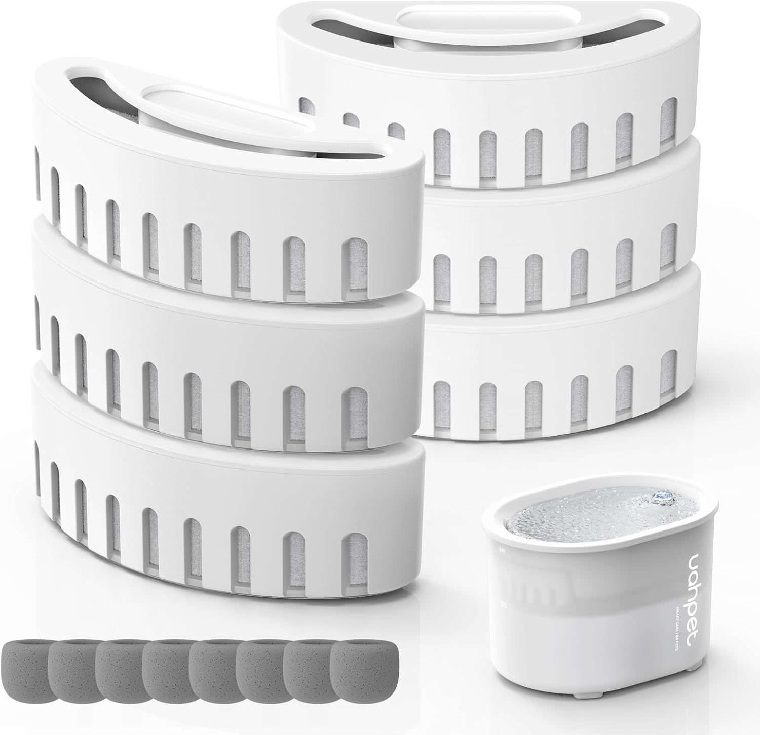 uahpet Glow Wireless Pet Fountain Replacement Magnetic Filters, 6 Pack Magnetic Filters & 8 Pack Filter Sponges for uahpet Automatic Cat Water Fountain