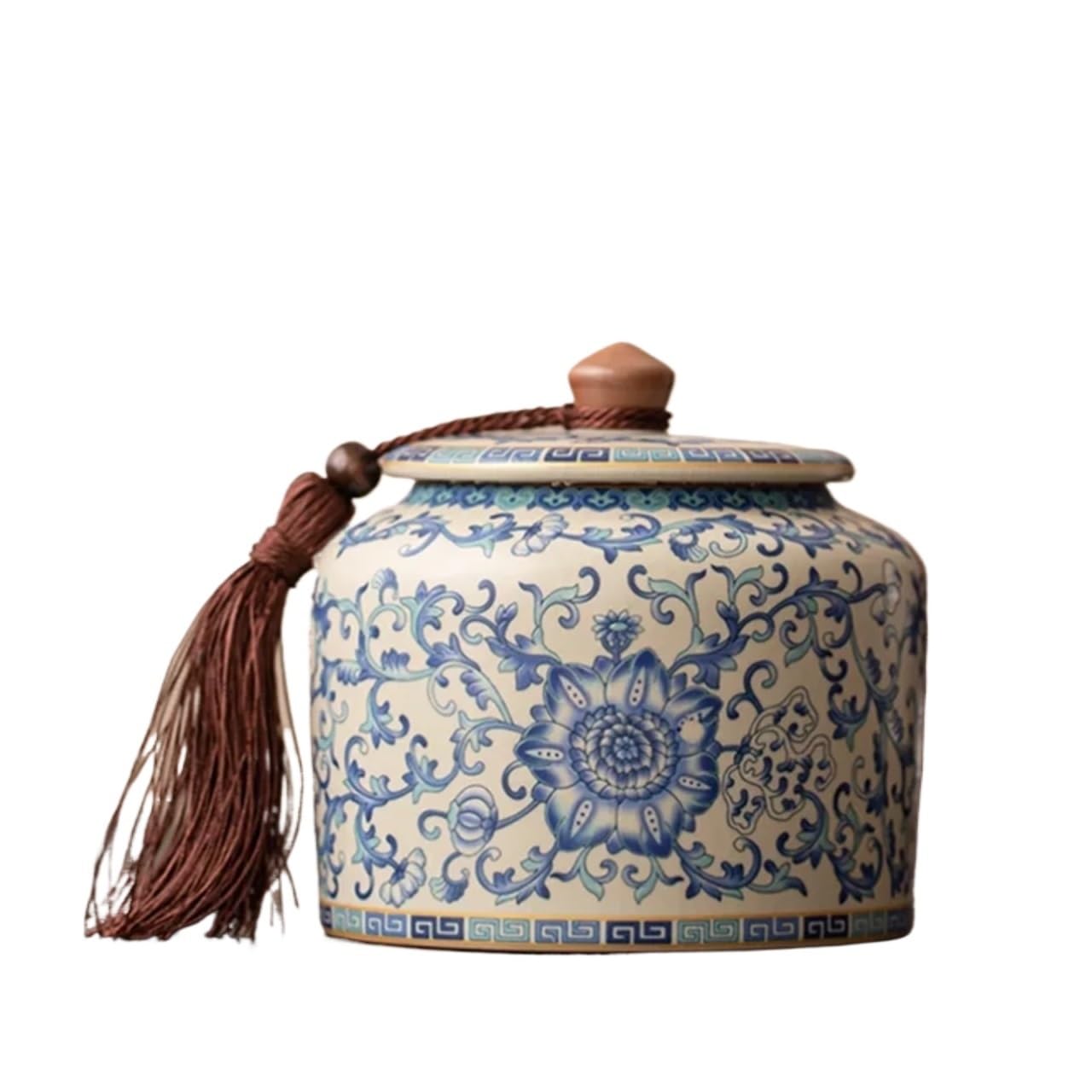 Lata De Té De Cerámica Tarro de hoja té cerámica, porcelana azul y blanca, caramelo, multifuncional, hogar, café, grano, nuez, hierba