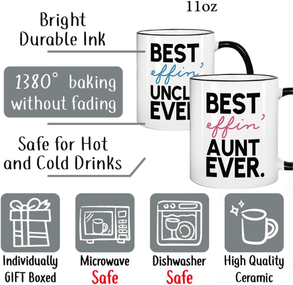 Best Aunt and Uncle Ever Aunt & Uncle Coffee Mugs Set Gift, First Time Baby Reveal Publicity Gift, Christmas Pregnancy Announcement Gifts 11oz - Image 2