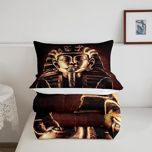 Miniatura 5 de Juego de edredón de faraón, edredón acolchado 3D del faraón del antiguo Egipto para adultos, mujeres y niños, edredón exótico de plumón de estilo