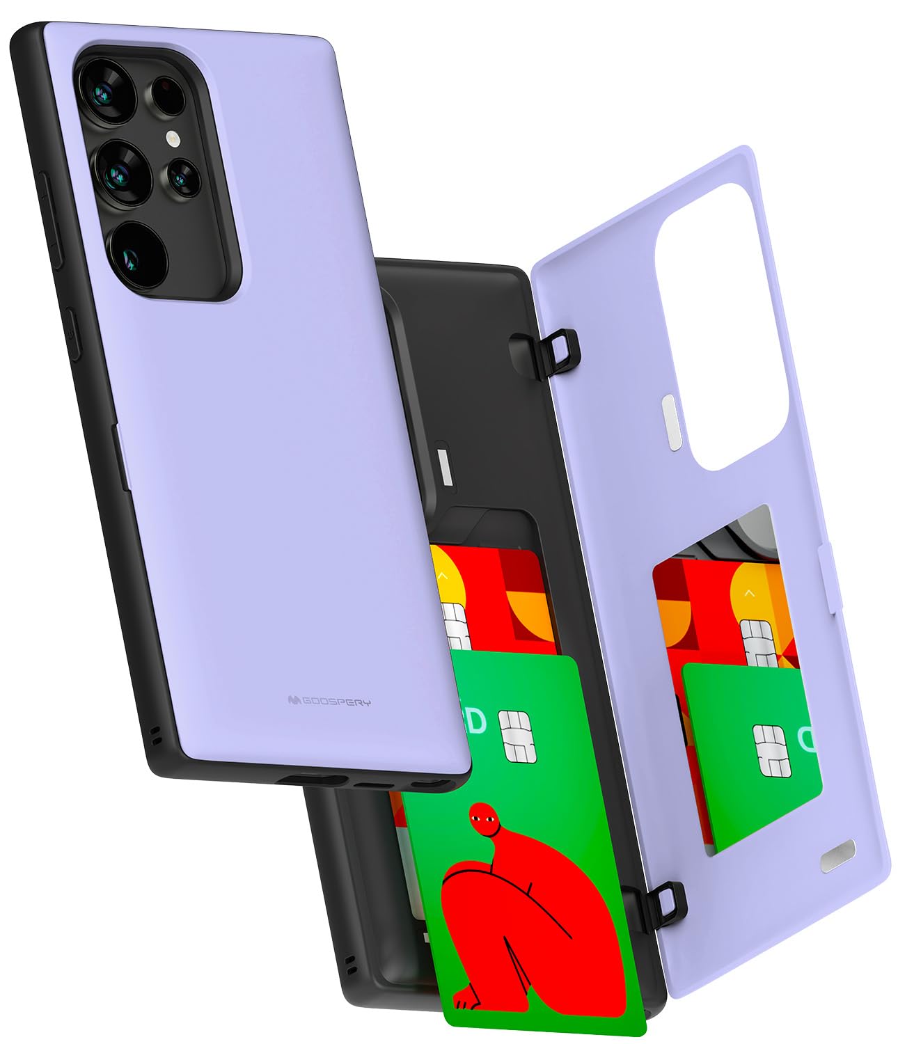 GOOSPERY Magnetic Door Bumper Compatible with Galaxy S25 Ultra Case, Card Holder Wallet Easy Magnet Auto Closing Protective Dual Layer Sturdy Phone