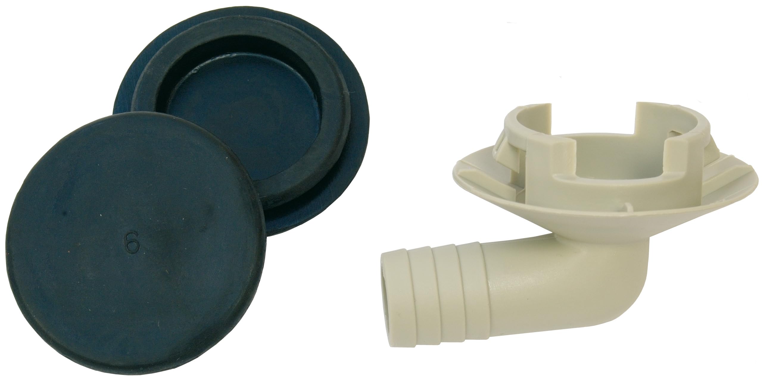 Coude de vidange pour condensateurs de diamètre 32 mm avec deux bouchons