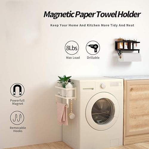 Miniatura 3 de Soporte magnético para toallas de papel para refrigerador, estante magnético para especias, estante magnético para estufa, toallero de montaje en