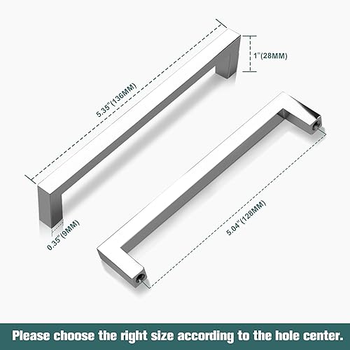 Miniatura 6 de GOBEKOR Paquete de 10 manijas de gabinete cromadas pulidas sólidas de 7-12 pulgadas, tiradores cromados para cajones, manijas de tocador de barra