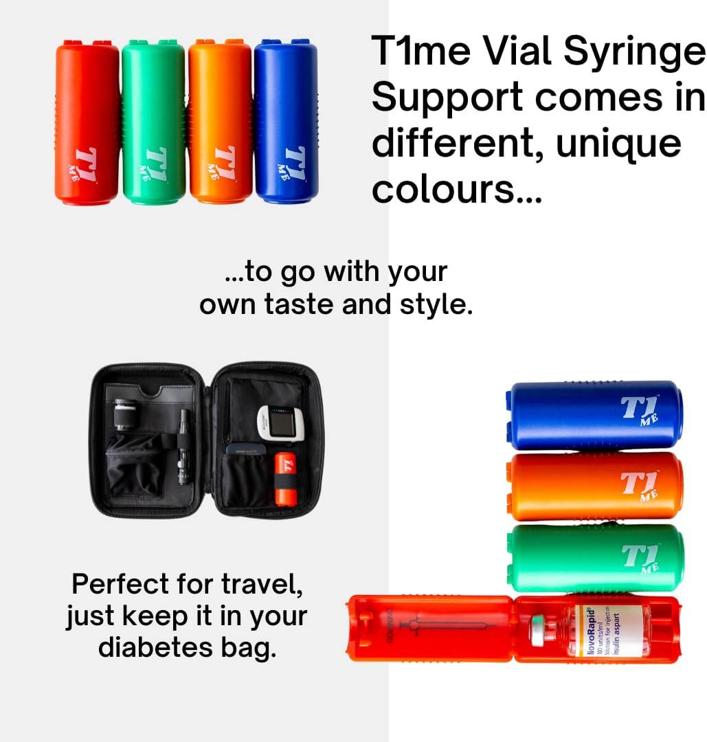 Omnipod T1me Vial Syringe Insulin Filling Support, Insulin transfer device for Type 1 Type 2 diabetes, Bottle Protector Case, Vial Holder (red)