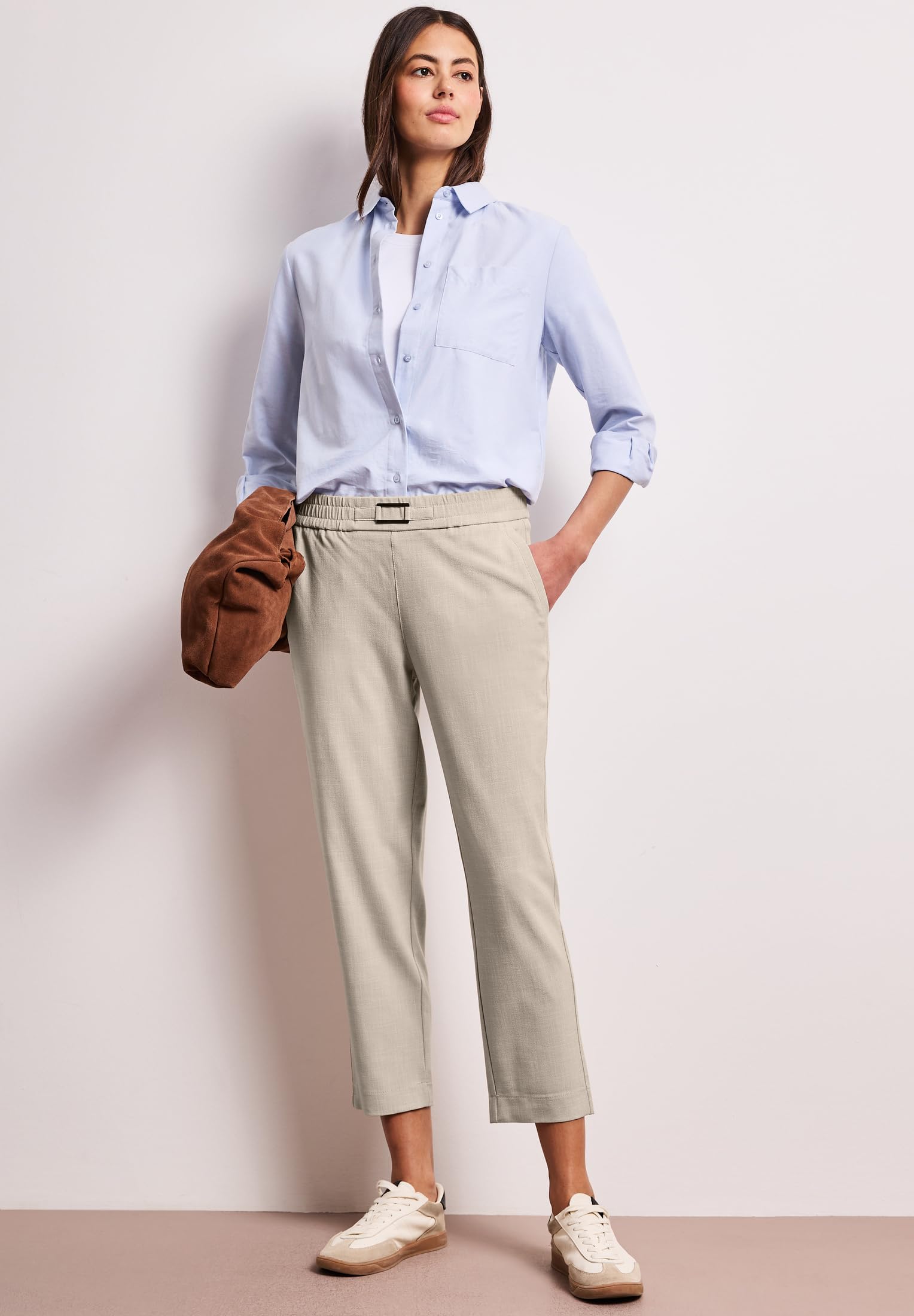 Street One Damen Mid Waist Slim Leg Hose mit Schnalle 3817617