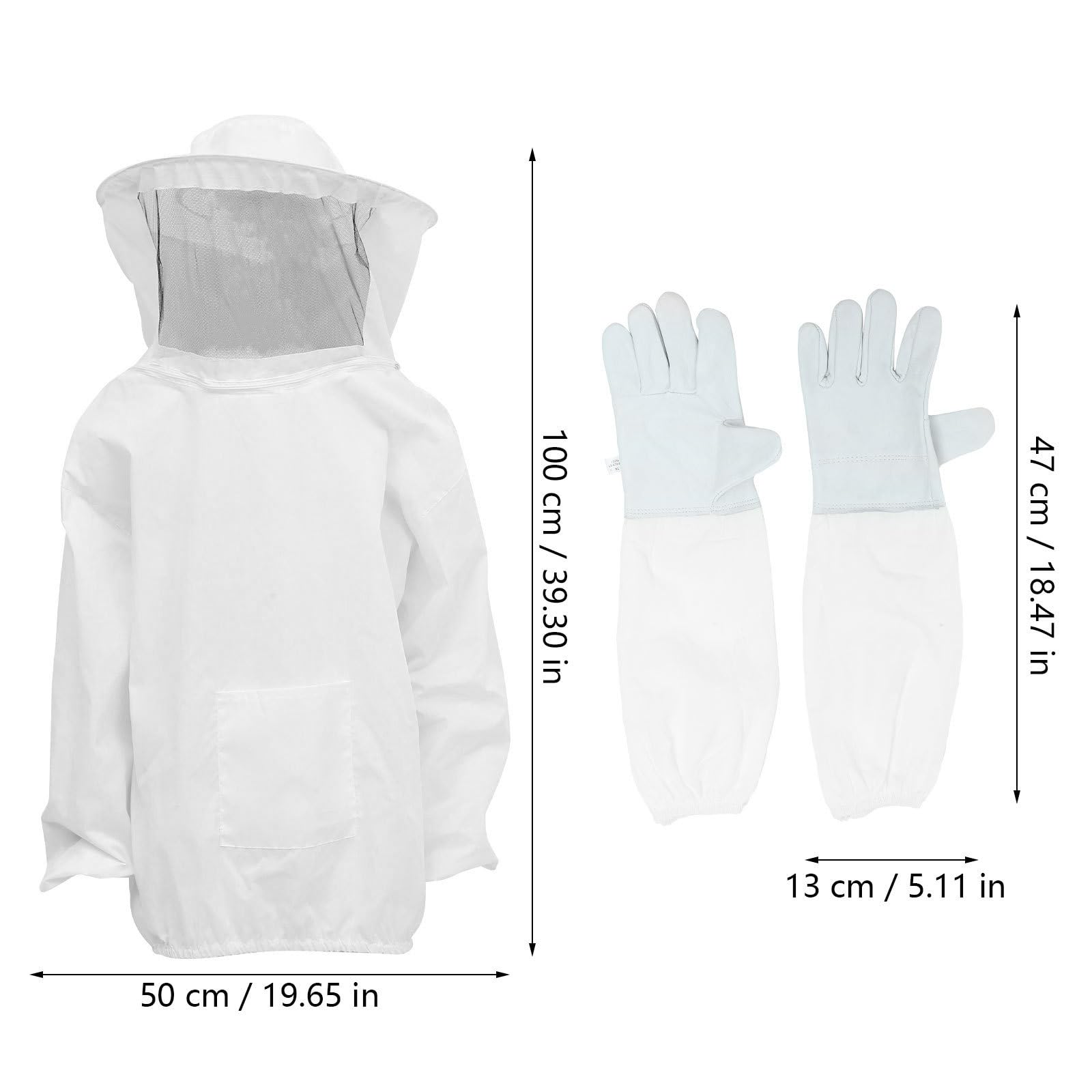 YARNOW Imkeranzug mit Imkerhandschuhen aus Strapazierfähigem Polyester und Wildleder Atmungsaktiver Imkerhut mit Schutznetz Bienenstichschutz für Imkerei und Bienenzucht