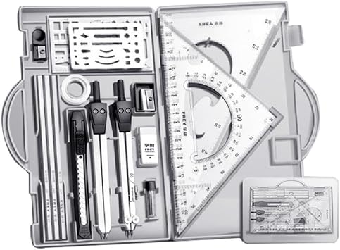 Architect Set Professional Geometry Set 18 Compass and Protractor Set Drafting Tool Drawing Stencil Interior Design Tool