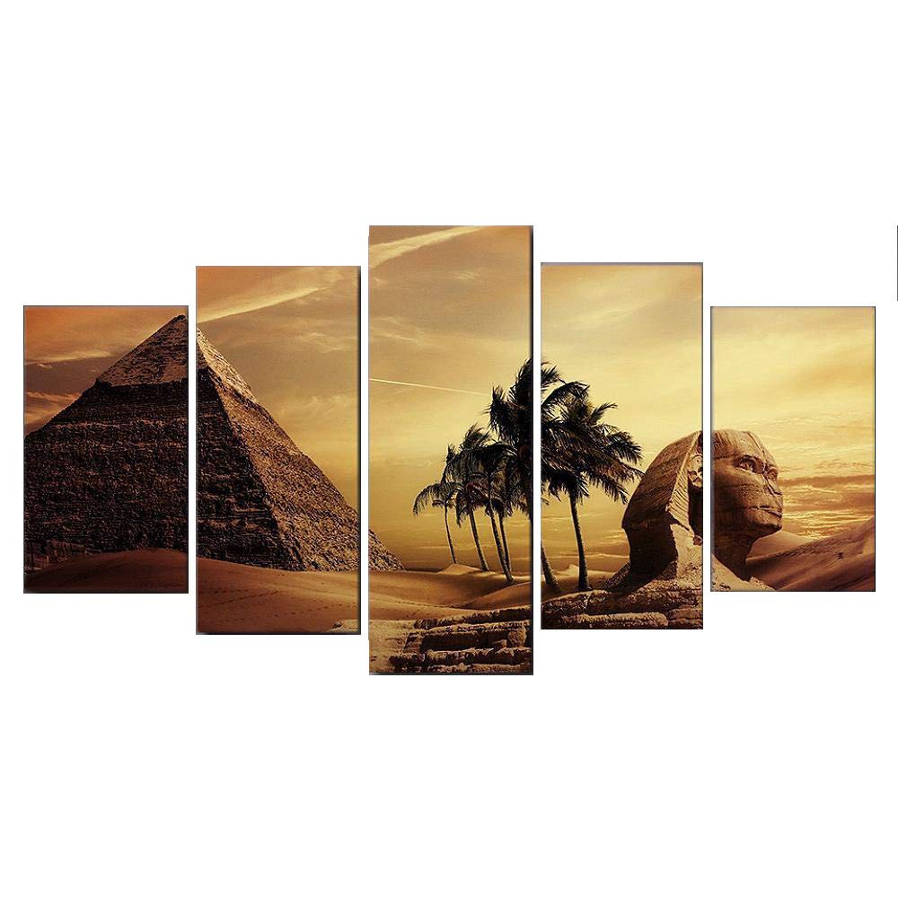 Art mural pour salon peinture jet d'encre pyramide 5 pieces