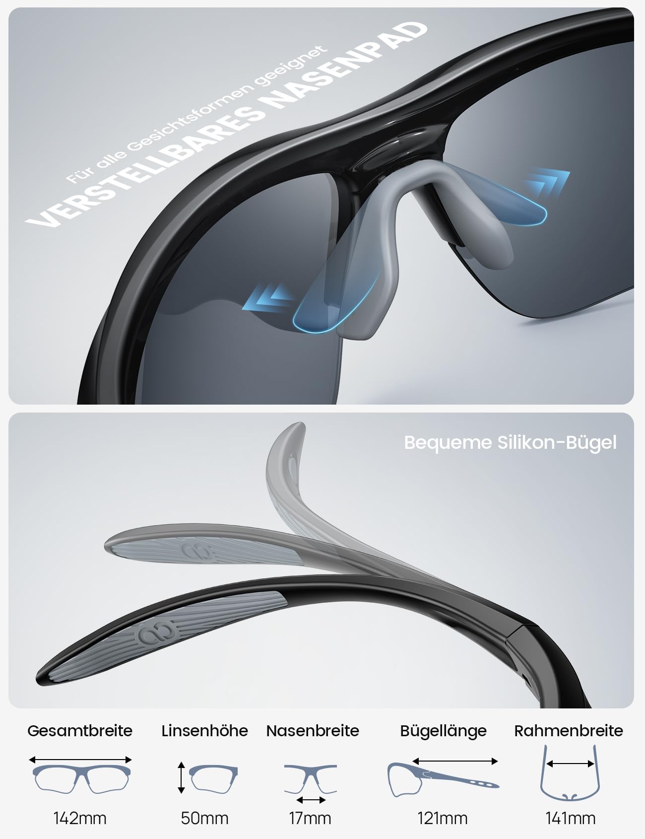 Lamicall Sportbrille Herren, Fahrradbrille Damen Sonnenbrille - [22g Ultraleicht & Multifunktional] Polarisierte Schnelle Brille mit UV400 Schutz, TR-90 Sport Brille für Fahrrad, Laufen, Autofahren