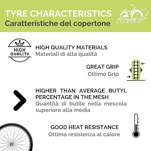 Miniatura 3 de Ecovelò Unisex_Adulto Copertoni 700 X 35 C (37-622) 28 X 1.35 Citybike Bicicletta Stradale Trekking 28 X 1 58 X 1 38 2 Fundas, Bianconero, Talla
