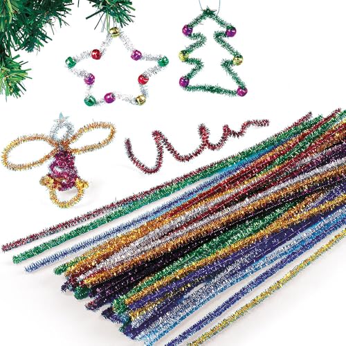 Baker Ross Fils chenille à effet guirlande de Noël (paquet de 72) Couleurs Assorties