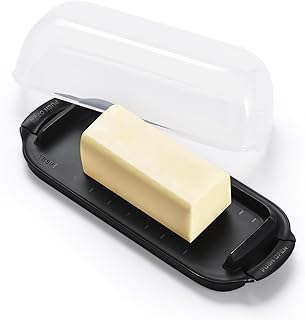 Butter Dish with Lid, Airtight Butter Dish for Countertop and Refrigerator,Microwave/Dishwasher Safe, Plastic Butter Keeper Tray for West/ East Coast Butter (Black-01)