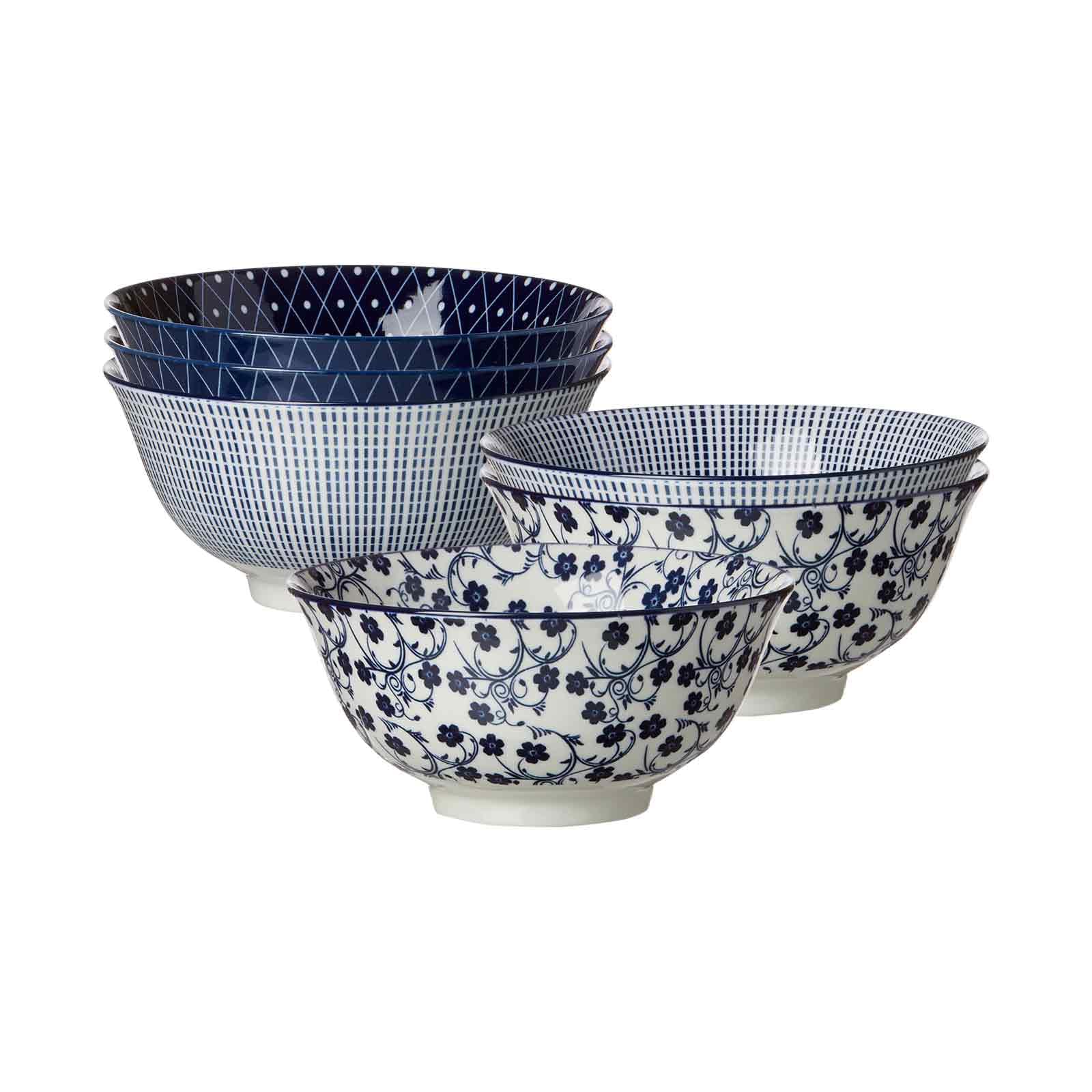 Ritzenhoff & Breker Müslischale-Set Royal 6-teilig, Ø 15.5 cm, Runde Schalen aus Porzellan, Orientalisches Dekor, Spülmaschinenfest & Mikrowellengeeignet, Gemischt