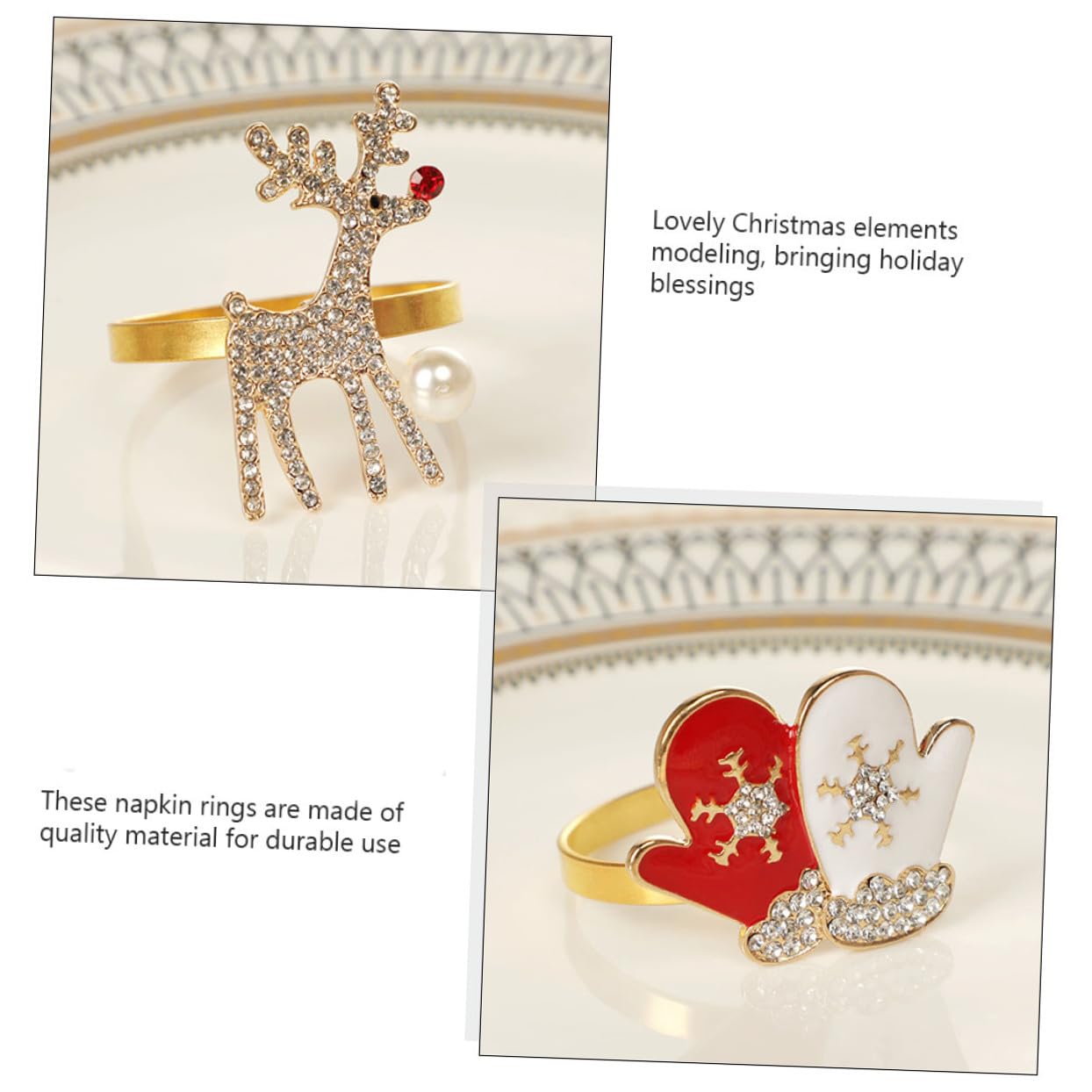 TOPBATHY 3 Sätze Weihnachtsserviettenschnalle Christmas Decorations Table Weihnachtsdeko Schreibtisch Rentier Serviettenringe Weihnachten Serviettenhalter Party-servietten- 4 Stück * 3