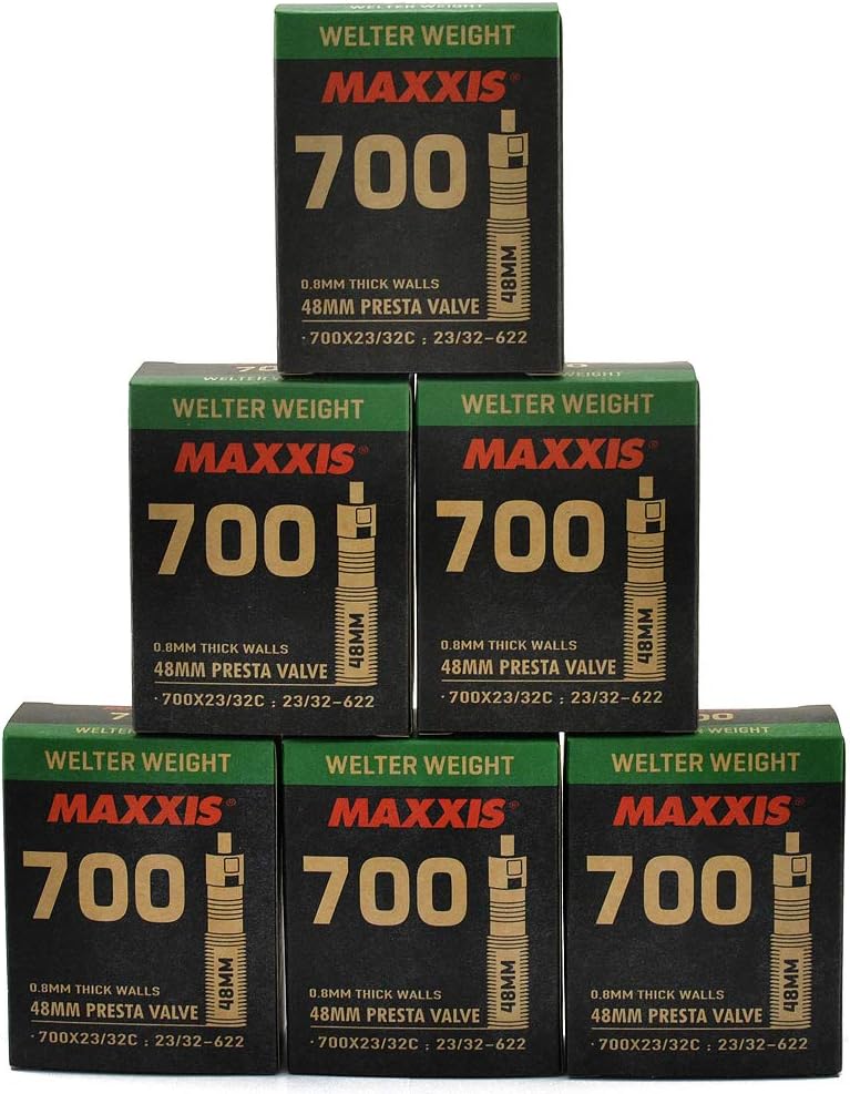Maxxis Welter Weight 700x23-32C 48mm Bike Inner Tube Presta FV, 6Pack, STB2033-6