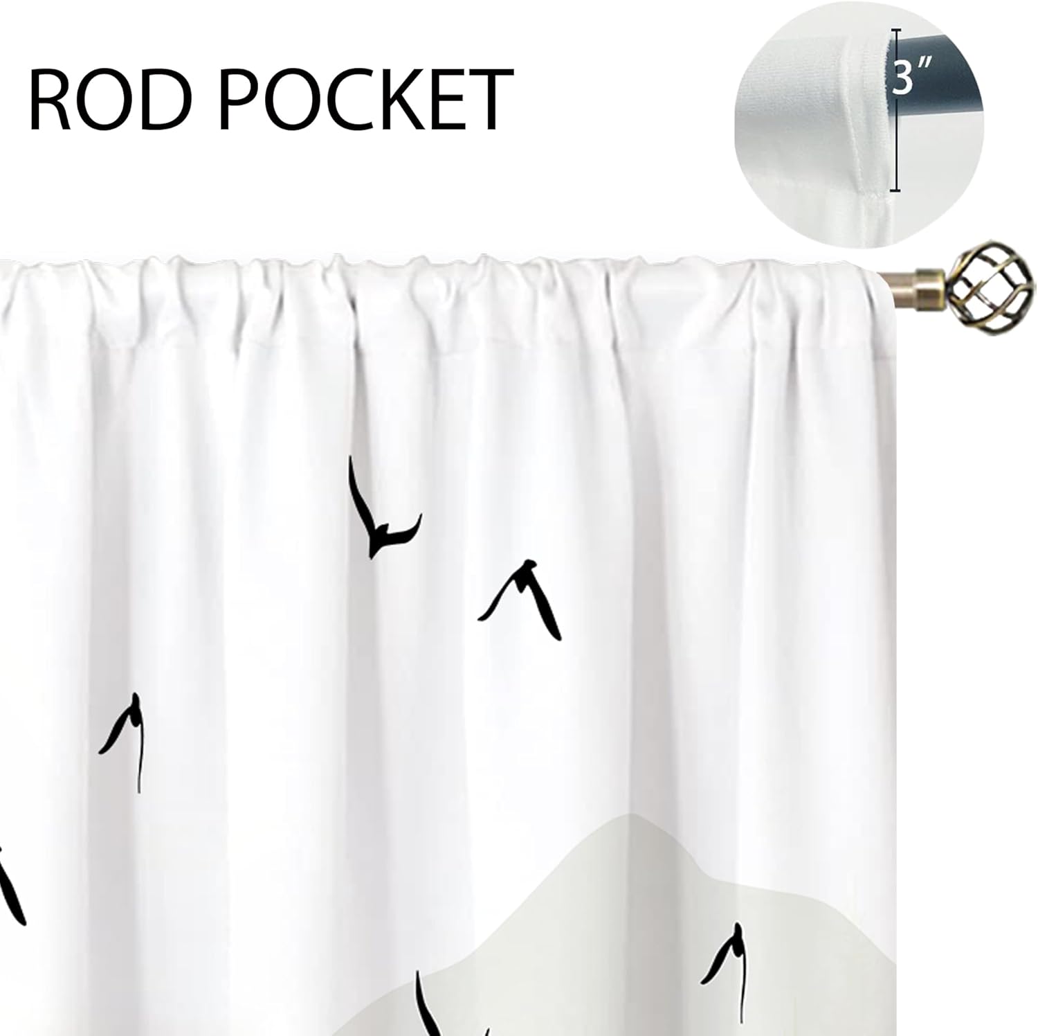 Green Misty Forest Window Curtains Nature Pine Tree Woodland Rod Pocket Mountain Landscape Bird Curtain Drapes Curtains for Bedroom Living Room Treatment 2 Panels 42Wx45H Inch