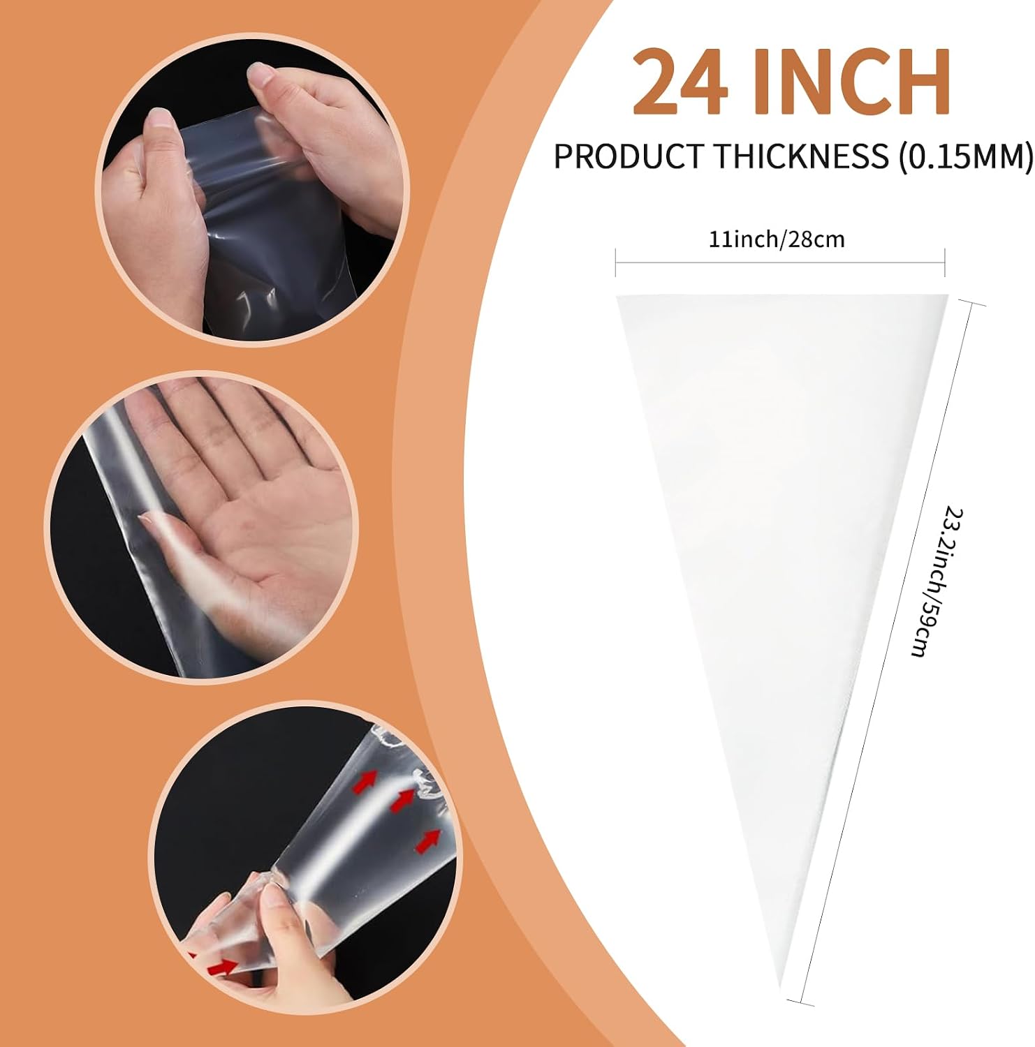 24 Inch Piping Bags Disposable,Thickened 50pcs Large Piping Bags,Anti Burst Extra Large Piping Bags,Food Grade Cake Piping Bags,Tipless Piping Bags for Cake Cupcakes Cookies Frosting